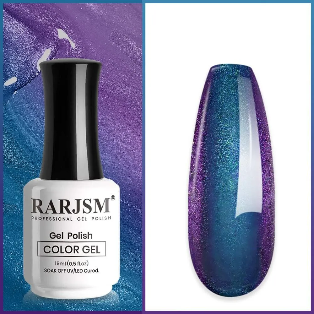 Dark Blue to Viola notte | RARJSM ®Holographic Chameleon Gel Nail Polish | 15ml #583