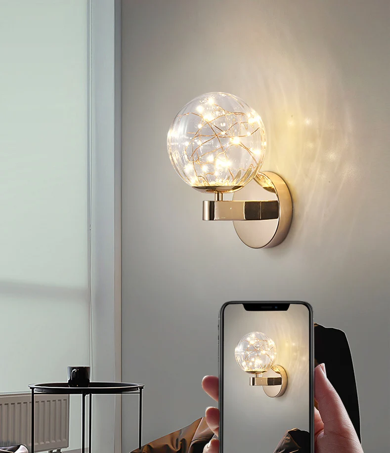 Lampada da parete forma di stella rotonda moderna nordica per soggiorno camera da letto