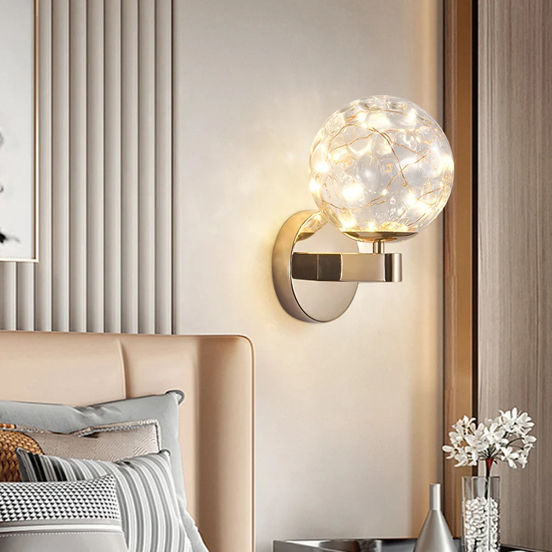 Lampada da parete forma di stella rotonda moderna nordica per soggiorno camera da letto