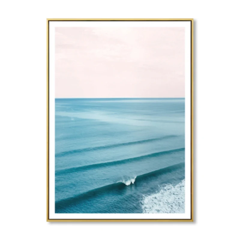 Stampa su tela tropicale Superficie fotografica blu del mare con onde Decorazione da parete per soggiorno