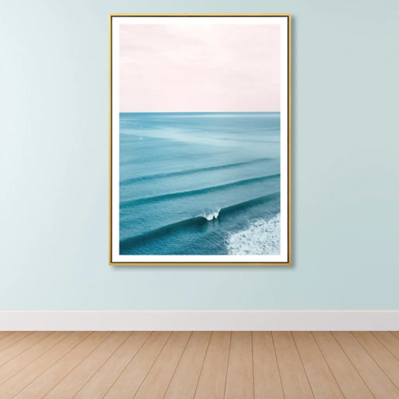 Stampa su tela tropicale Superficie fotografica blu del mare con onde Decorazione da parete per soggiorno