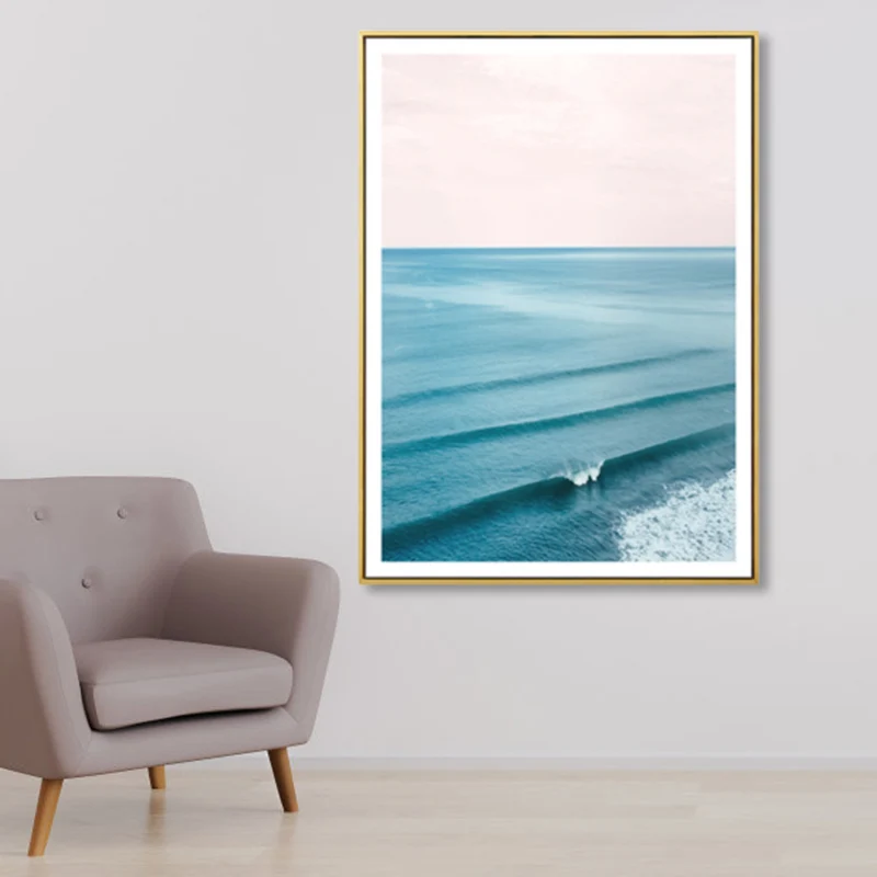 Stampa su tela tropicale Superficie fotografica blu del mare con onde Decorazione da parete per soggiorno