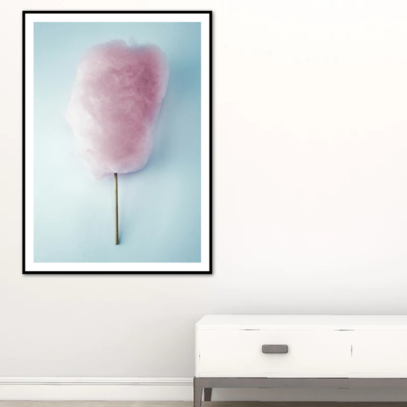 Stampa su tela modernista rosa di zucchero filato per camera da letto delle ragazze, dimensioni multiple