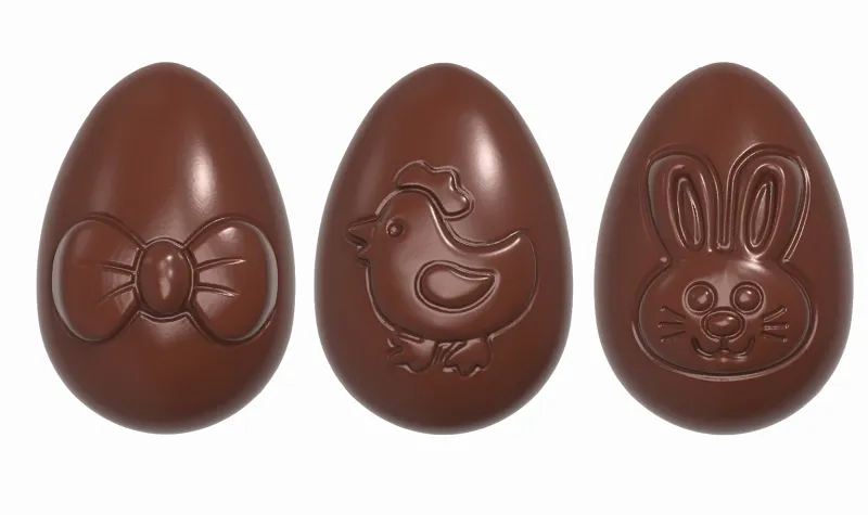 Stampo per cioccolato Schneider - esiguo uovo divertente 3 figure 275 x 175 x 24 mm - stampo doppio / 33 x 23 x 12 mm 2 x...