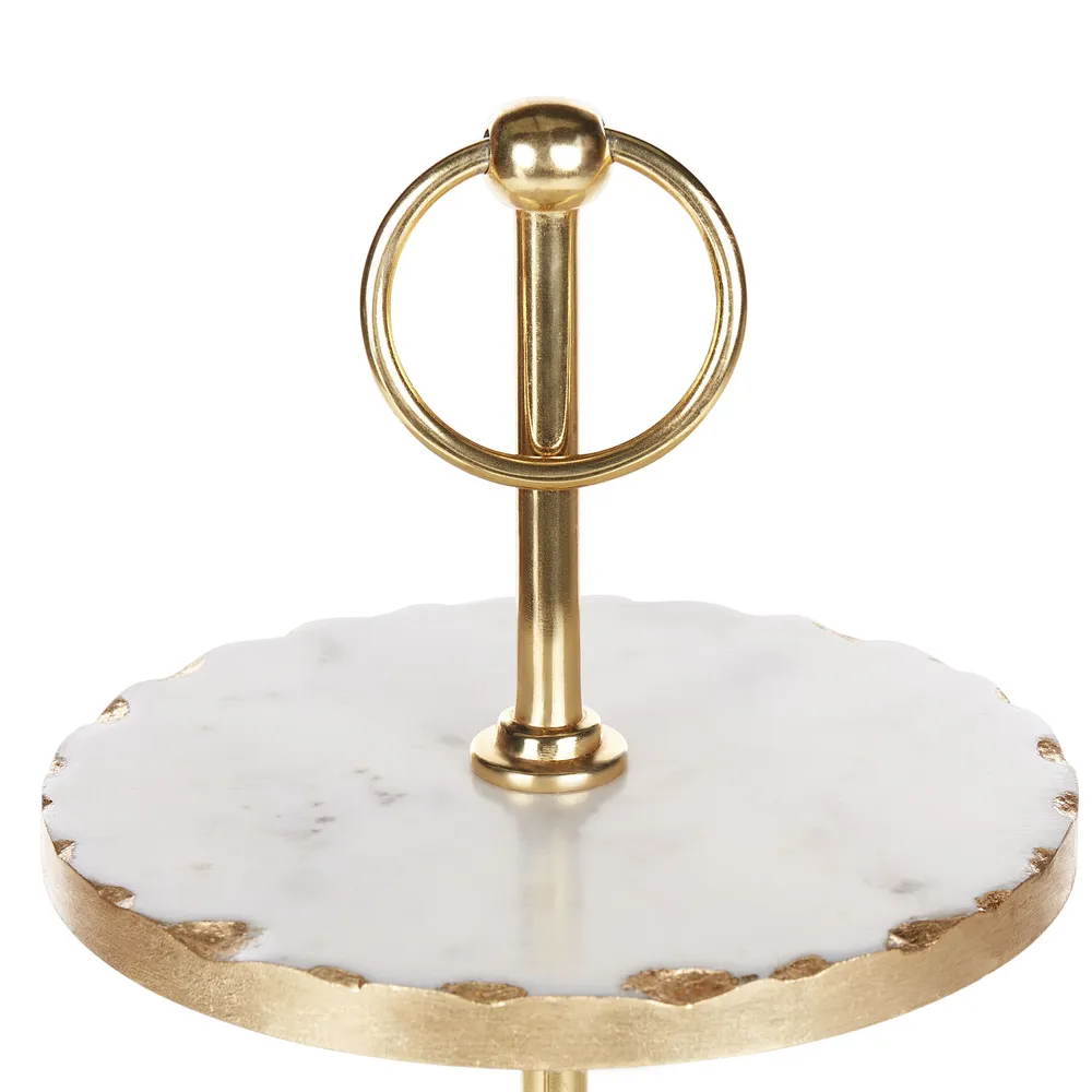 Alzata per torta 3 piani marmo bianco e oro IPATI