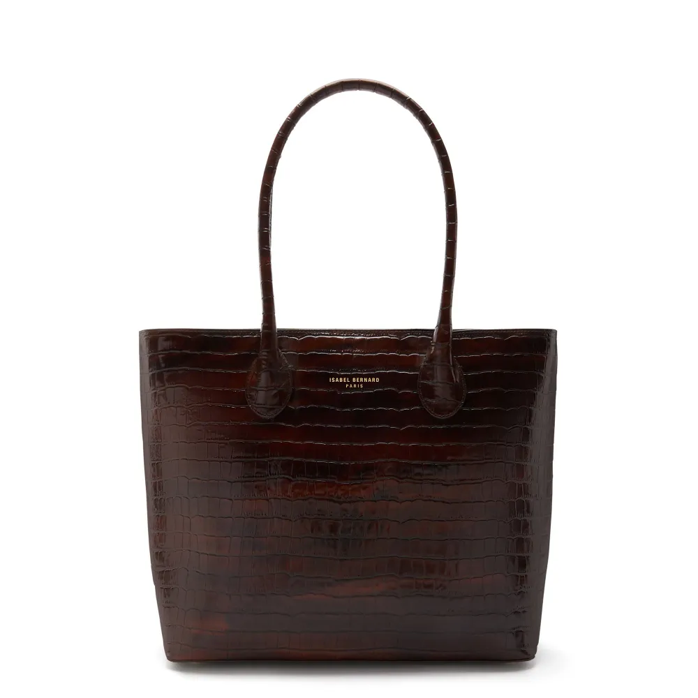 Cadeau d'Isabel shopper pelle croco marrone e portafoglio