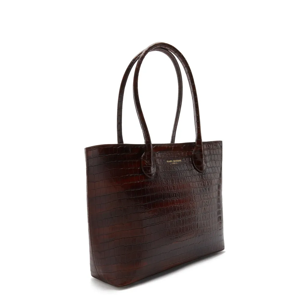 Cadeau d'Isabel shopper pelle croco marrone e portafoglio