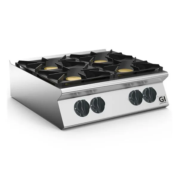 Cucina gas Gastro-Inox 700 "High Performance" 4 fuochi 80cm modello da tavolo 170.002