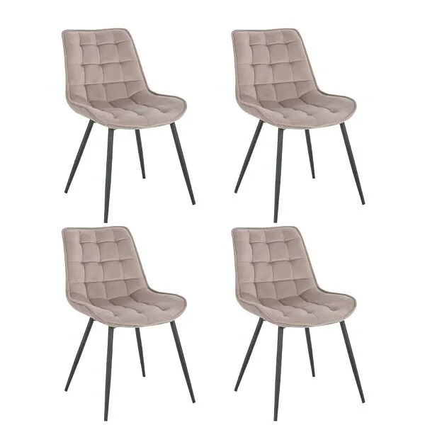 HOME DELUXE set di 4 sedie imbottite per sala da pranzo IKALO – velluto marrone distinto 50868