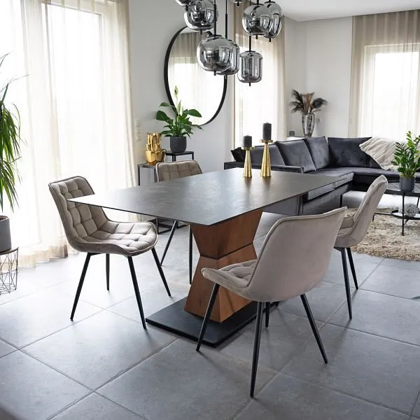 HOME DELUXE set di 4 sedie imbottite per sala da pranzo IKALO – velluto marrone distinto 50868