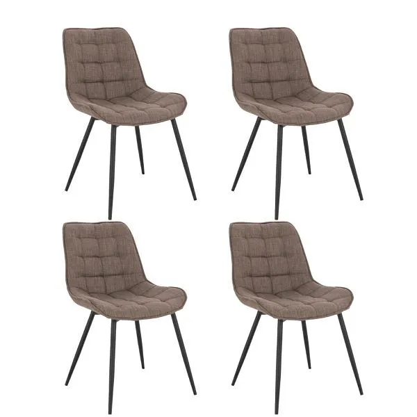 HOME DELUXE Set di 4 sedie imbottite per sala da pranzo IKALO – tessuto intrecciato grigio/marrone 50865