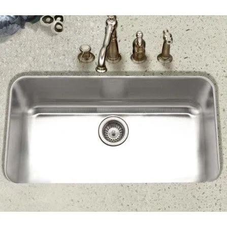 Houzer Eston Series 32" Stainless Steel Undermount Mono Bowl Kitchen Sink includes Basket Strainer