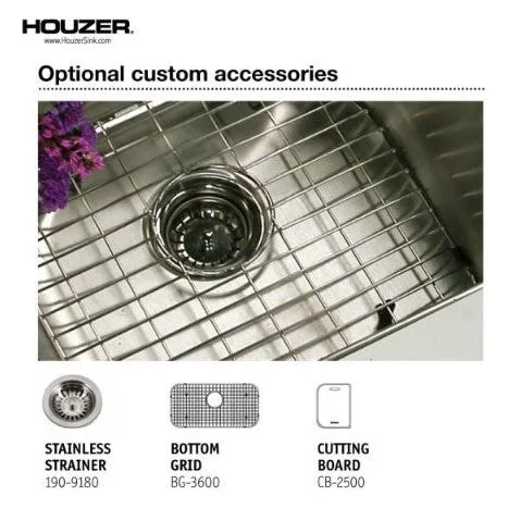 Houzer Eston Series 32" Stainless Steel Undermount Mono Bowl Kitchen Sink includes Basket Strainer