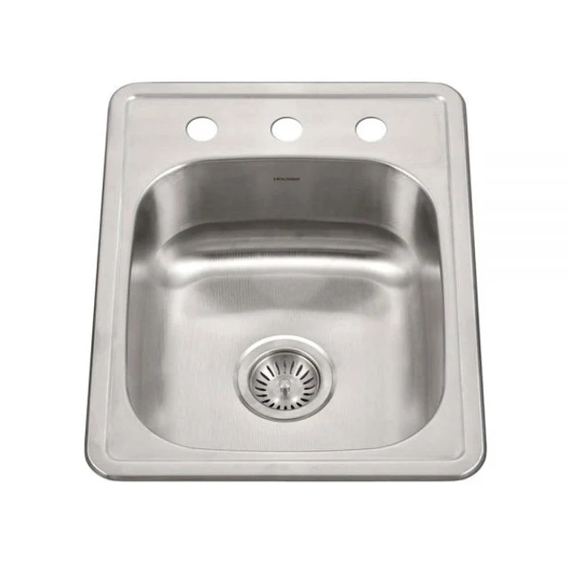 Houzer Hospitality Series 17" x 22" Stainless Steel Drop- Topmount Individuale Bowl Kitchen Sink includes Basket Strainer