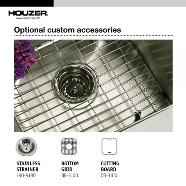 Houzer Hospitality Series 17" x 22" Stainless Steel Drop- Topmount Individuale Bowl Kitchen Sink includes Basket Strainer