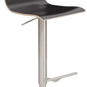 Mayer Sitzmöbel da bar e bancone myHENRI schienale elevato scocca legno laminato antracite struttura cromata aspetto accia...