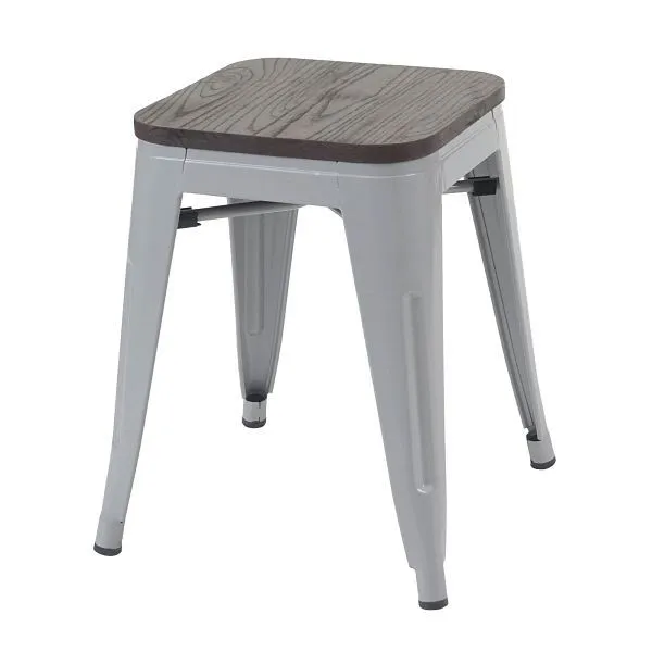 Mendler set di 4 sgabelli HWC-A73 con sedile legno sgabello metallo sgabello design industriale metallo impilabile grigio...