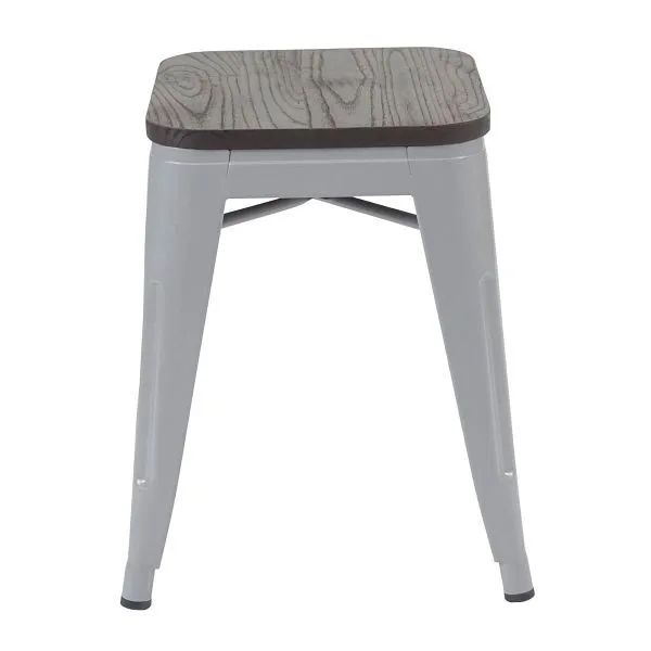 Mendler set di 4 sgabelli HWC-A73 con sedile legno sgabello metallo sgabello design industriale metallo impilabile grigio...