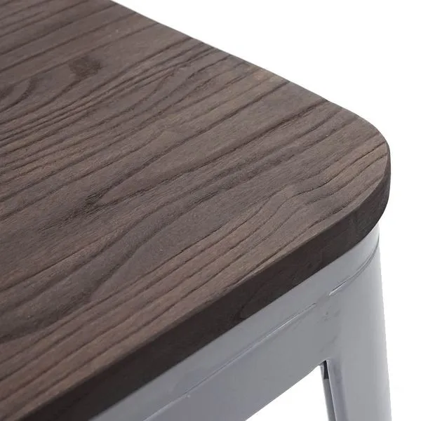 Mendler set di 4 sgabelli HWC-A73 con sedile legno sgabello metallo sgabello design industriale metallo impilabile grigio...