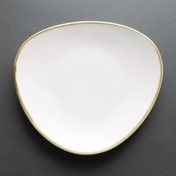 Piatti triangolari Olympia Kiln bianco gesso 28 cm (confezione da 6) FB985