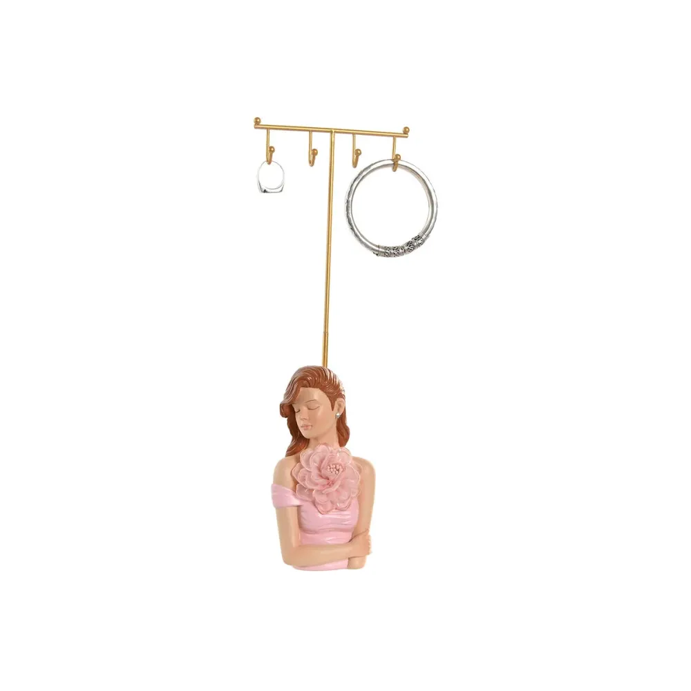 Portagioie Verticale Home ESPRIT Rosa Lilla Resina 12,5 X 6 X 33 CM (2 Unità)