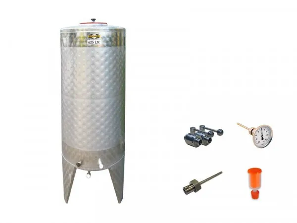 Serbatoio di fermentazione Speidel set 625 litri con valvola sfera acciaio inossidabile termometro manicotto vite tappo di...