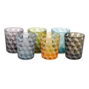 Set di 6 bicchieri multicolore con motivi quadrati Tumbler Pols Potten - 10cm