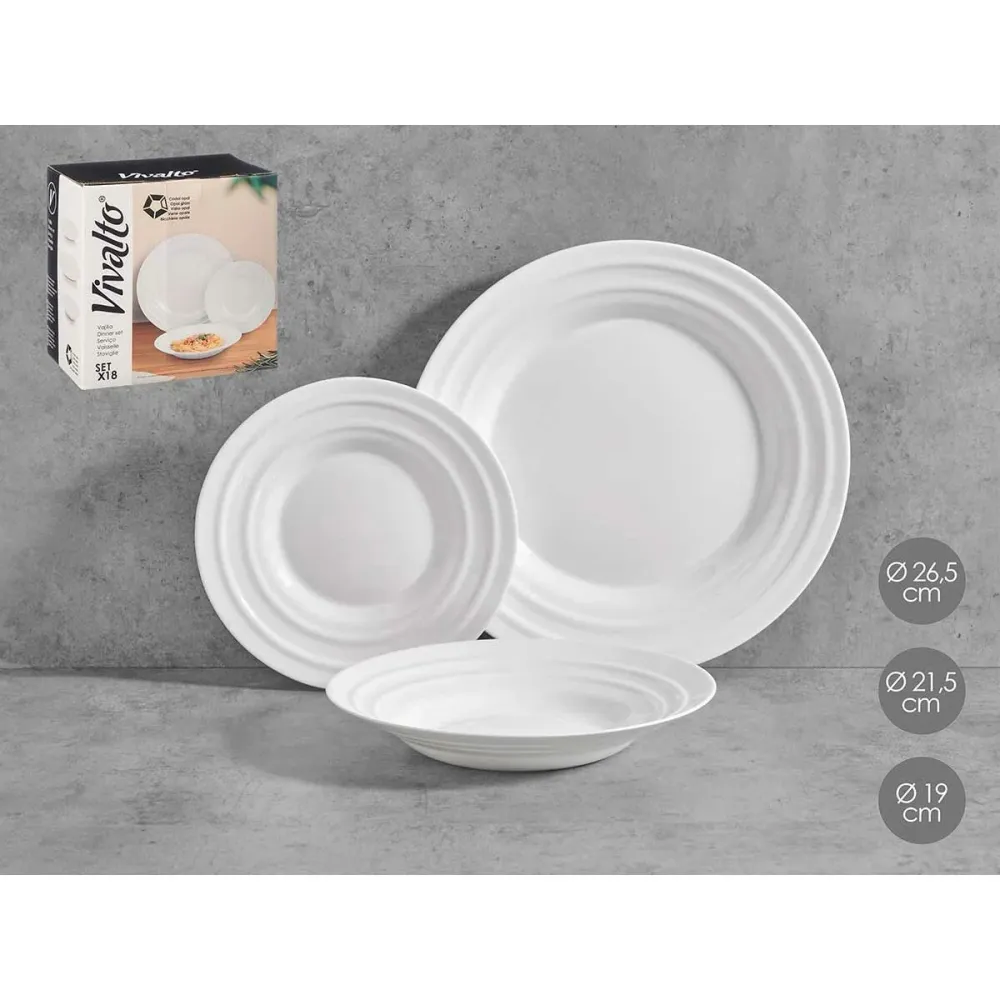 Set di Stoviglie Vivalto F-LGCP105-75-85 Bianco Vetro opalino (2 Unità)