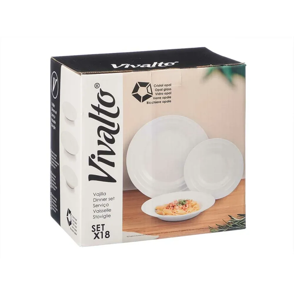 Set di Stoviglie Vivalto F-LGCP105-75-85 Bianco Vetro opalino (2 Unità)