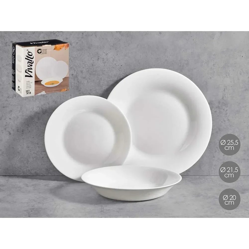 Set di Stoviglie Vivalto F-LP100-80-85 Bianco Vetro opalino (2 Unità)