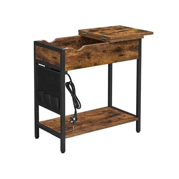 Tavolino VASAGLE con presa e porte USB retrò marrone-nero LET311B01