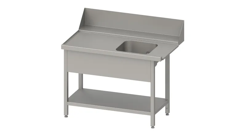Tavolo di alimentazione Stalgast "Pro" guida cestello con pendenza ripiano di base 1 vasca 1500x750x880m...