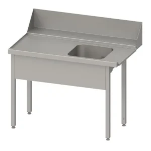Tavolo di alimentazione Stalgast guida cesto con pendenza con 1 vasca 1000x750x880mm lato sinistro alzatina: 200mm coperch...
