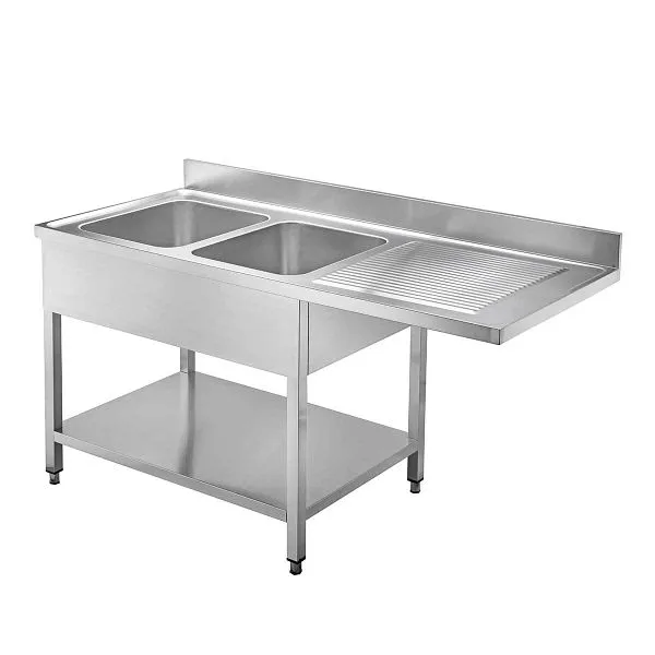 Vaiotec EASYLINE lavello center 600 / 2 vasche sinistra piano di lavoro 40mm 160x60x85 cm 10210