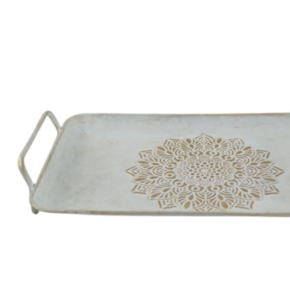 Vassoio per aperitivi Home ESPRIT Bianco Dorato Arabo (2 Unità)