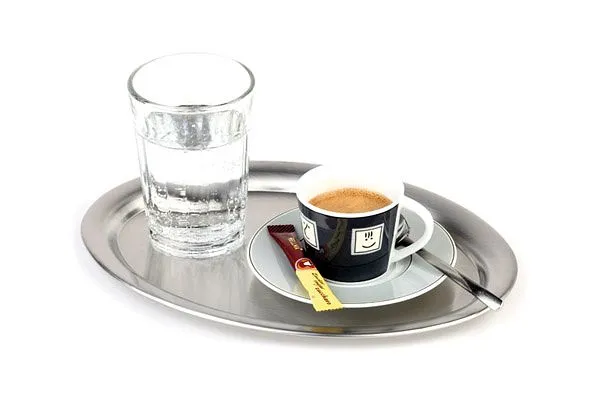 Vassoio da portata APS -KAFFEEHAUS- 19 x 15 cm altezza: 1 cm ovale acciaio inossidabile opaco per zucchero e panna 30111