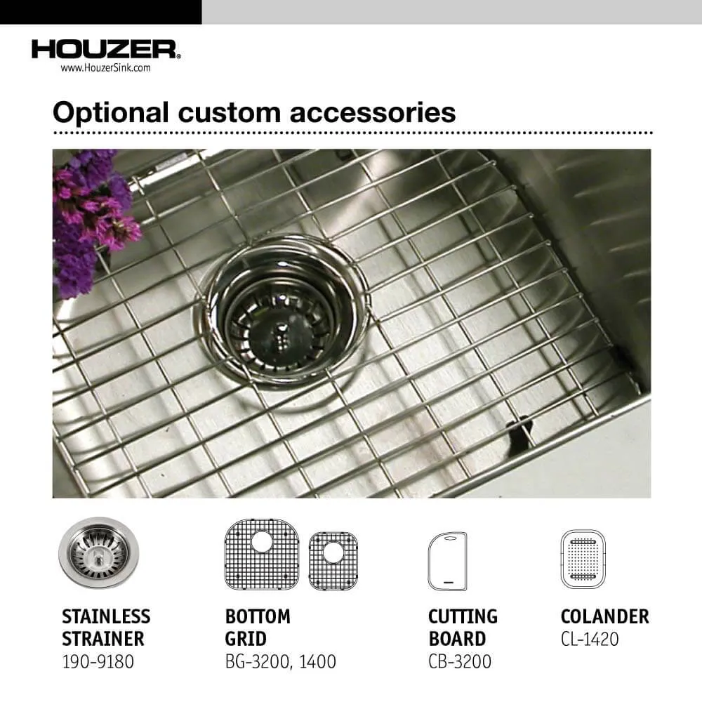 Houzer Eston Series 32" Inossidabile Steel Undermount 30/70 Double Bowl Kitchen Sink