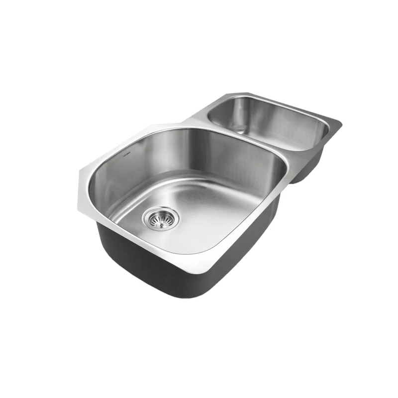 Houzer Eston Series 33" Inox Steel Undermount 70/30 Double Bowl Offset Kitchen Sink