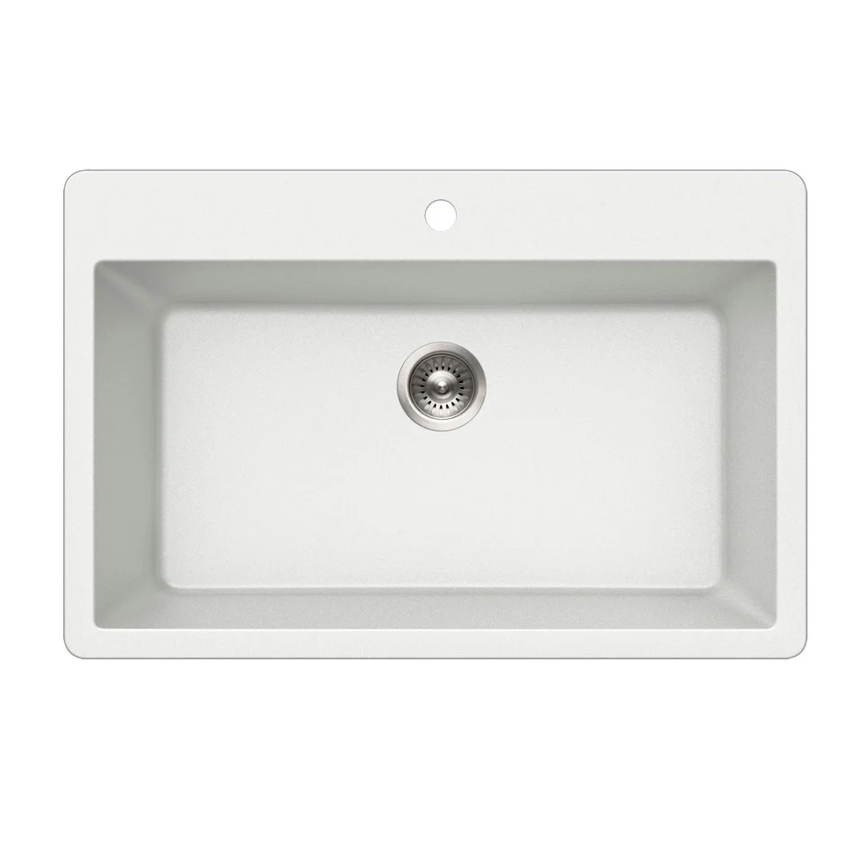 Houzer Quartztone Series 33" Granite Topmount Individuale Bowl Kitchen Sink, V-300 CLOUD