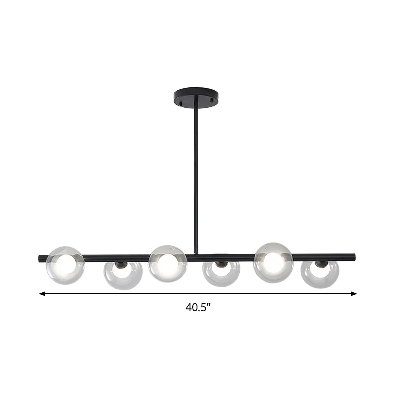 Plafoniera isola vetro trasparente bolle stile innovativo 5/6 luci Lampada sospensione con finitura nera/oro per sala da p...
