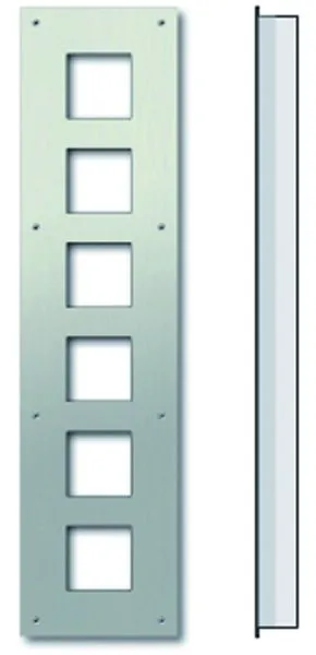 Set da incasso TCS composto da pannello frontale e scatola da incasso per collezione AMI per 6 moduli AMI ZAU2006-0030