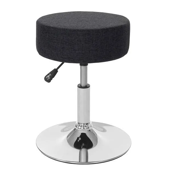 Sgabello Mendler HWC-C22 sgabello trucco sgabello altezza regolabile Ø 35 cm tessuto grigio nero 61182
