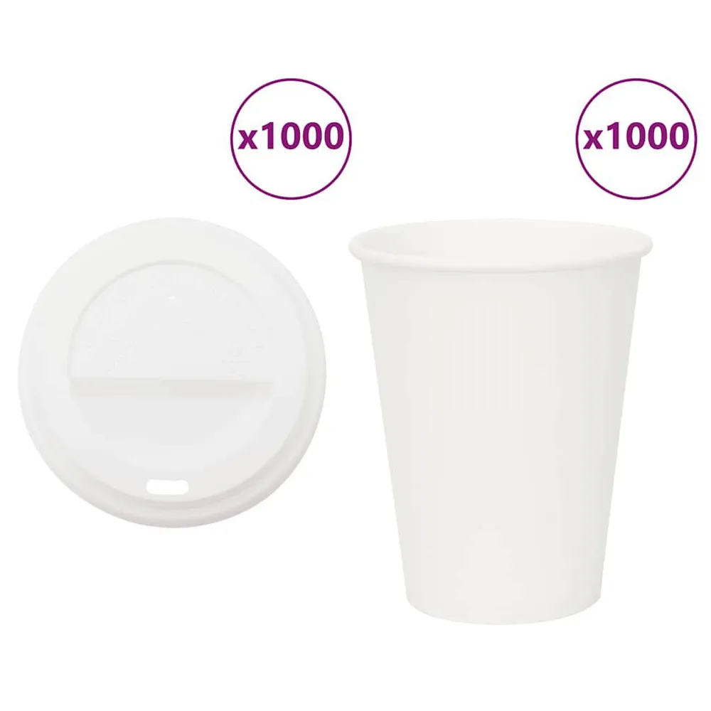 Tazze da Caffè Carta con Coperchi 1000 pz 12oz 300 ml