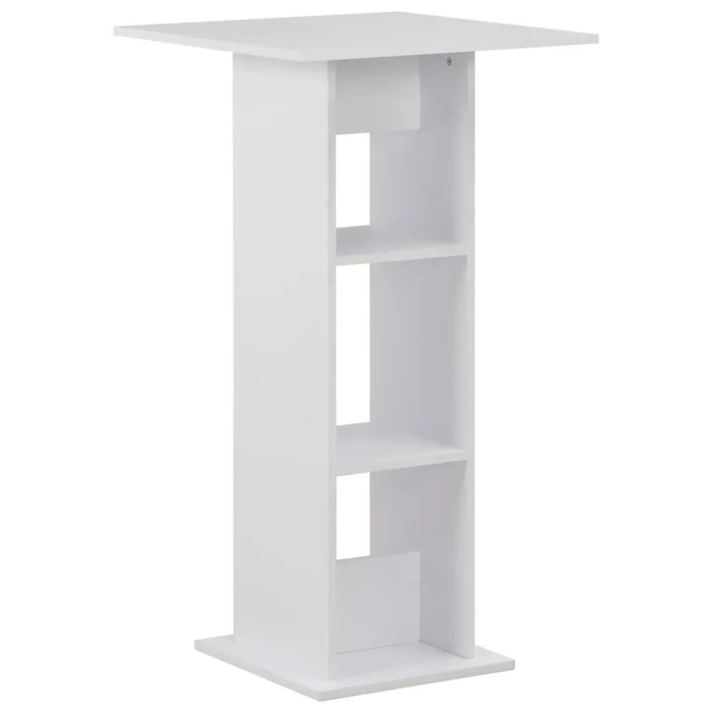 Tavolo da Bar Bianco 60x60x110 cm con Ante Vetro