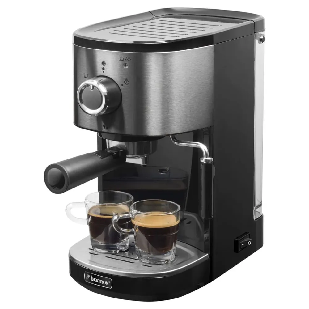 Bestron Macchina per Caffè Espresso AES800STE 1450W Acciaio Inox 1,25L