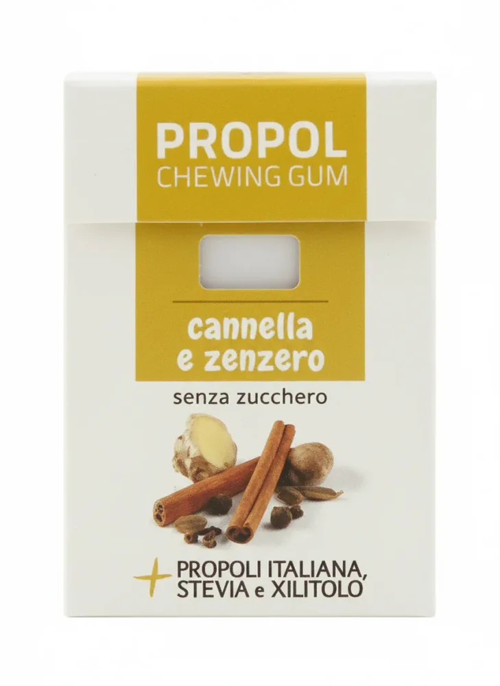 Chewing propol natural gum - con propoli – gusto cannella e zenzero 25 g - gomma da masticare senza zucchero, con propoli...