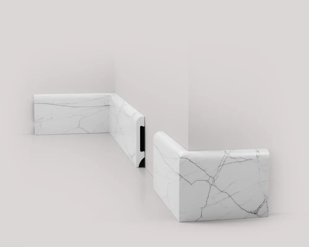 Battiscopa polimero Ard Italia JT1137/311 misura 2000x14x85 mm Bianco Carrara