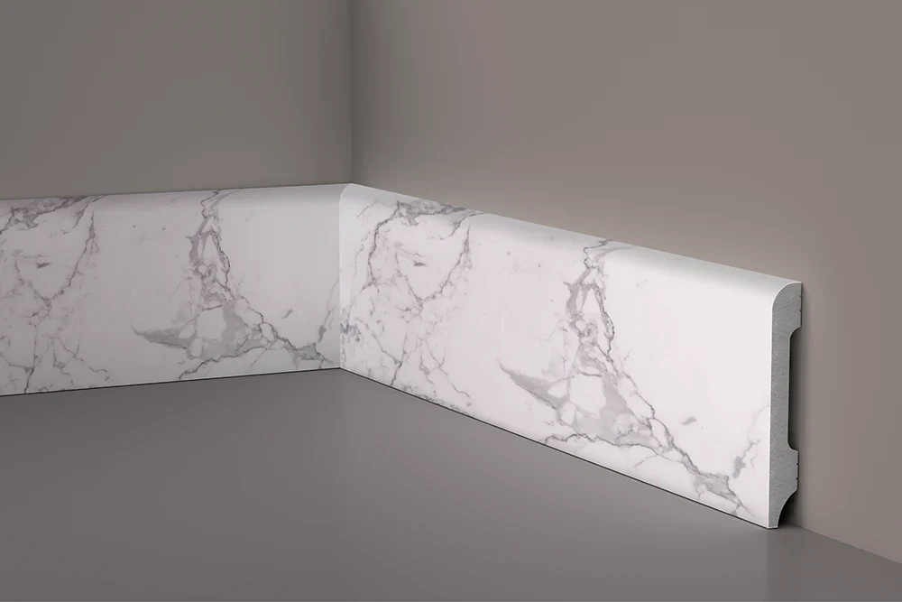 Battiscopa polimero Ard Italia JT1137/311 misura 2000x14x85 mm Bianco Carrara
