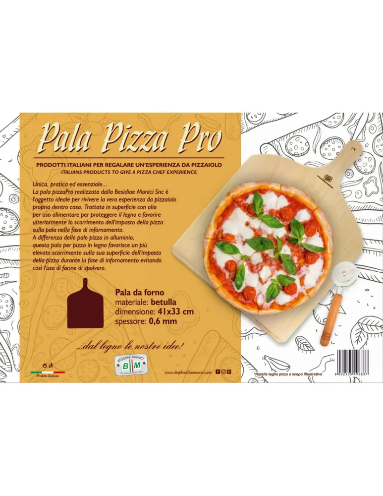 Pizzaschaufel aus Birkenholz, Maße 41x33 cm, Dicke 0,6 mm Online Sale
