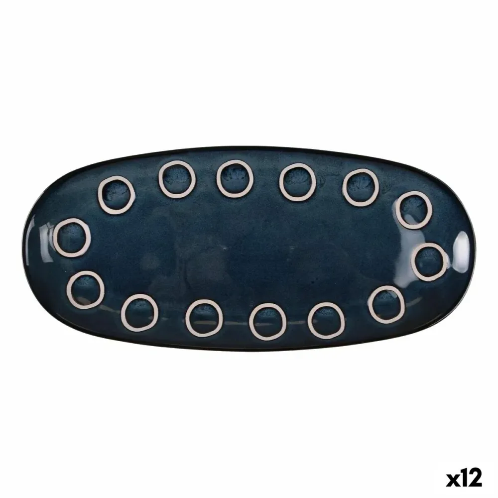 Utensili per Pasta Sfoglia Teglia da Cucina La Mediterránea Almudena Azzurro Ovale 33 x 14,8 x 2,7 cm (12 Unità)